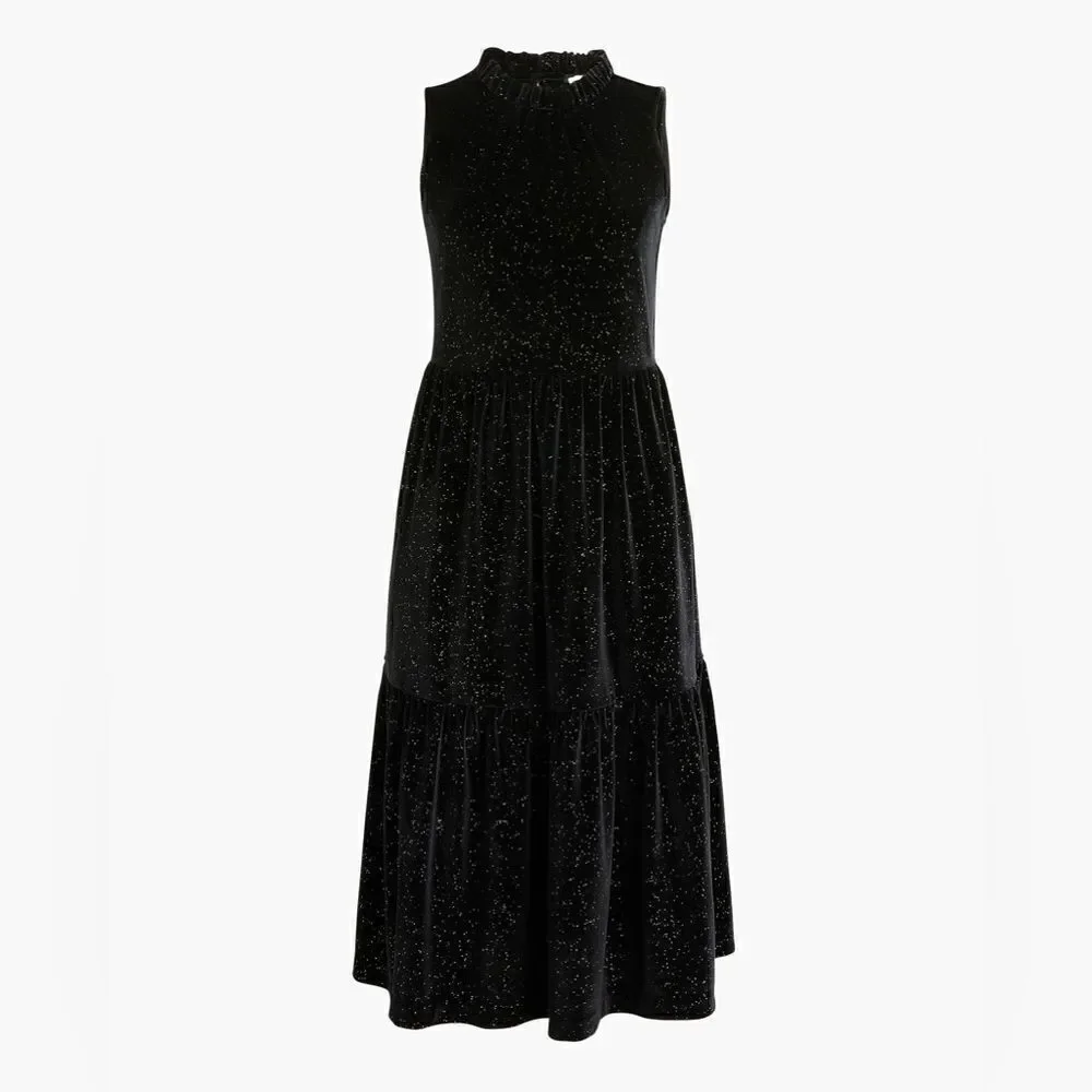 J Crew Velvet Shimmer Tiered Midi Dress NWT